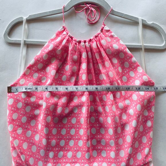 Vineyard Vines Women's 100% Silk Caning Print Halter Dress in Pink - Size 4 - Picture 11 of 13